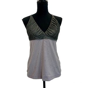 LULULEMON gray purple ruched embrace striped Tank Top Sz 10